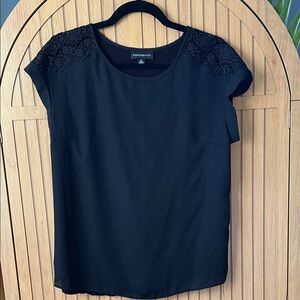 Chic Black Blouse with Lace Accents